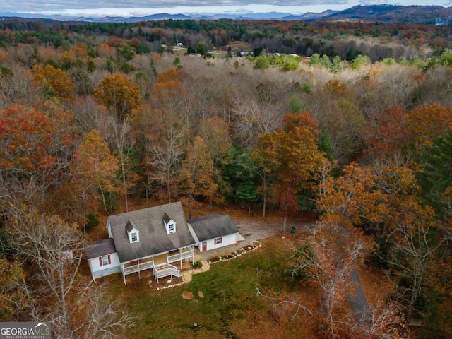 aerial view with a mountain view