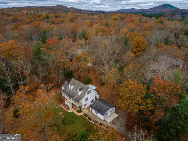 bird's eye view with a mountain view