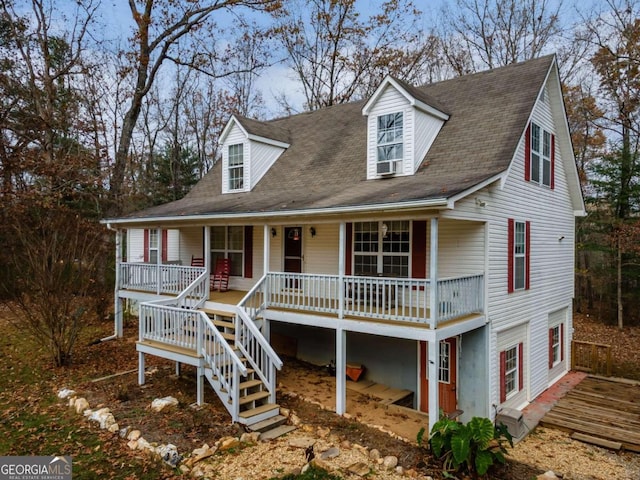 cape cod house with covered porch