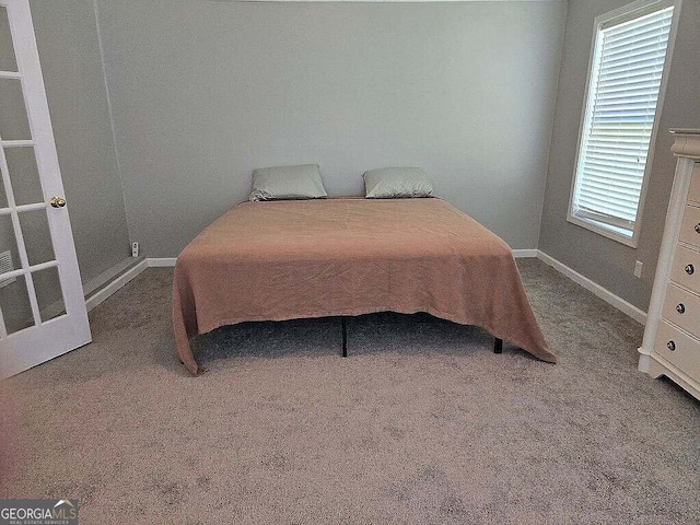 bedroom with multiple windows and carpet floors