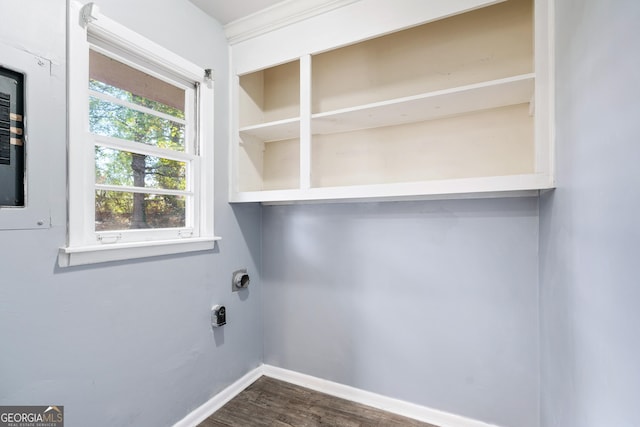 1396 Gale Dr, Norcross, GA 30093 - washroom with dark wood-style flooring and baseboards
