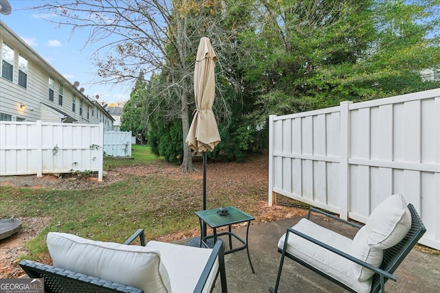 view of yard with a patio area