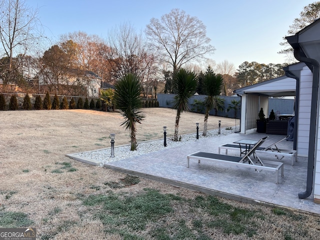 view of yard featuring a patio