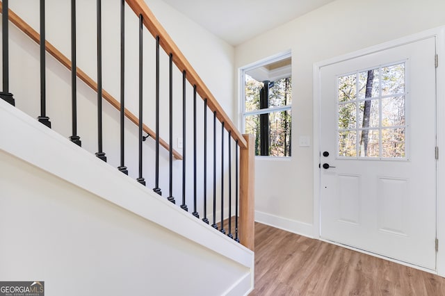 entryway with light wood-type flooring