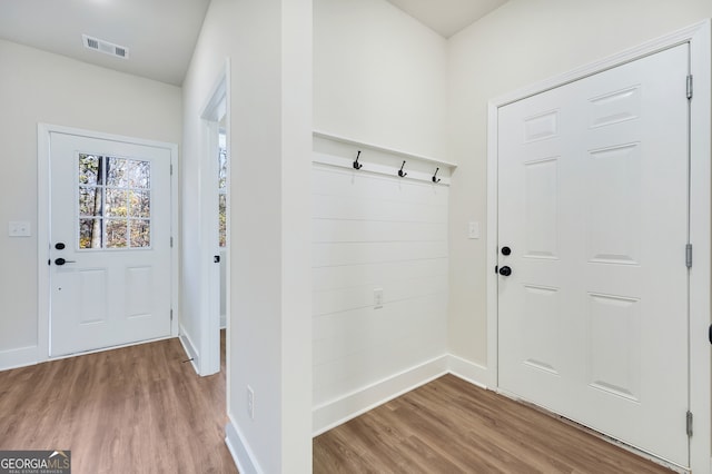 mudroom with light wood-type flooring