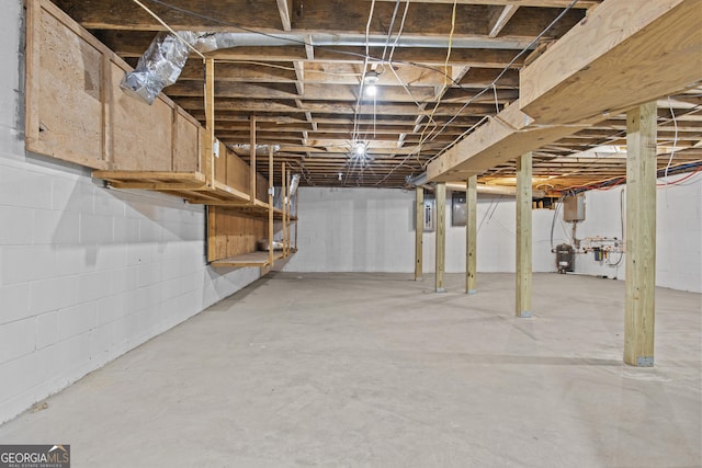 basement with electric panel