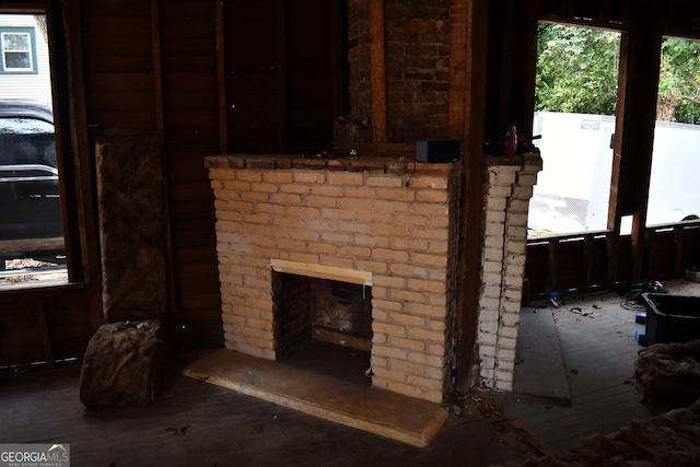 living room featuring a fireplace