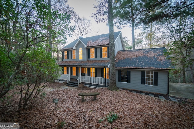 colonial home with covered porch