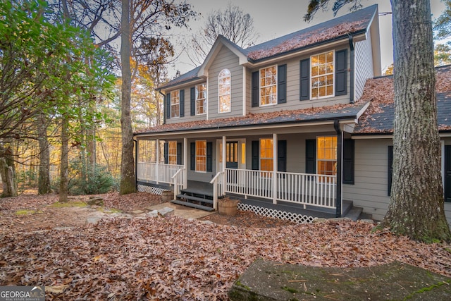 view of front of home featuring covered porch