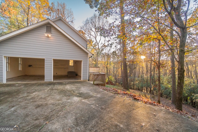 view of home's exterior with a garage