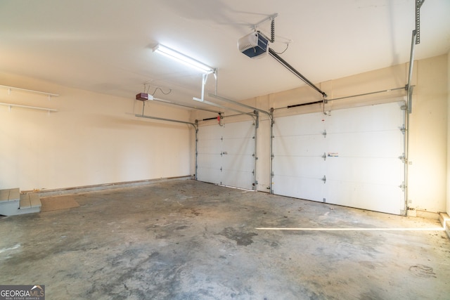 garage with a garage door opener