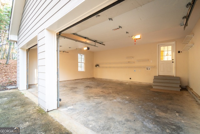 garage with a garage door opener