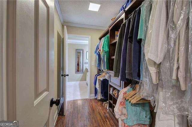 walk in closet featuring hardwood / wood-style floors