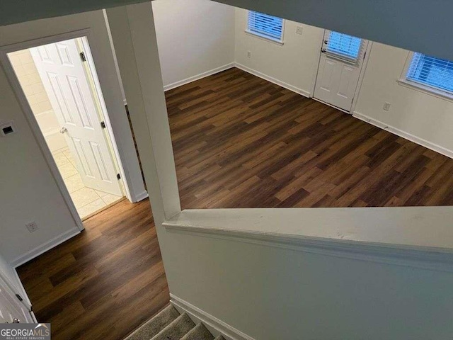 staircase featuring wood-type flooring