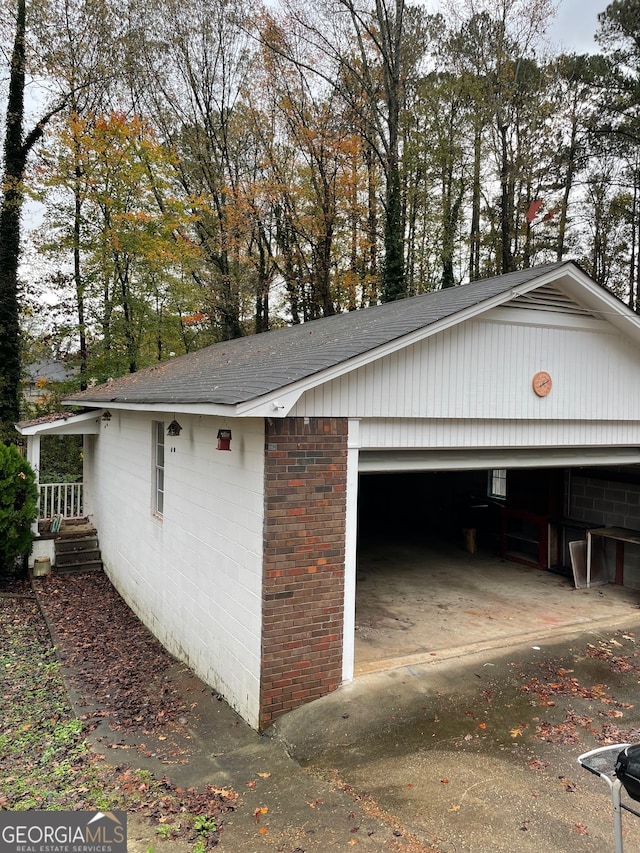 view of garage