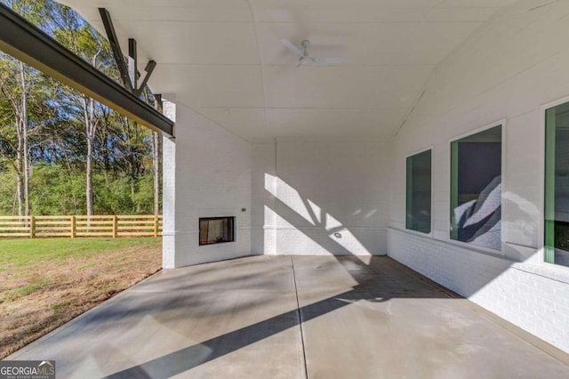 view of patio with ceiling fan