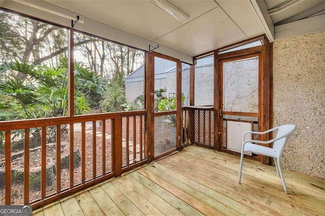 view of unfurnished sunroom