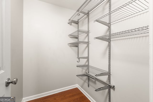 walk in closet featuring hardwood / wood-style floors