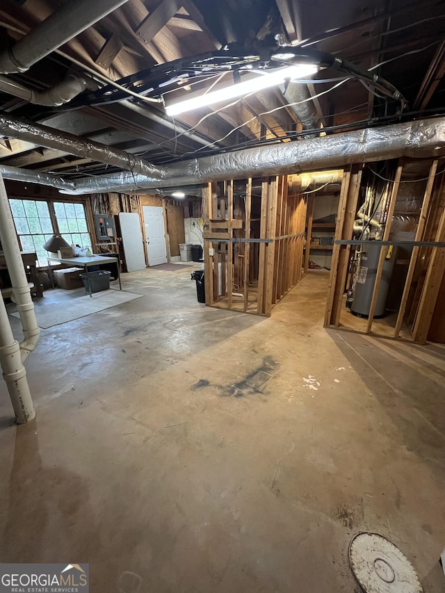 basement with water heater