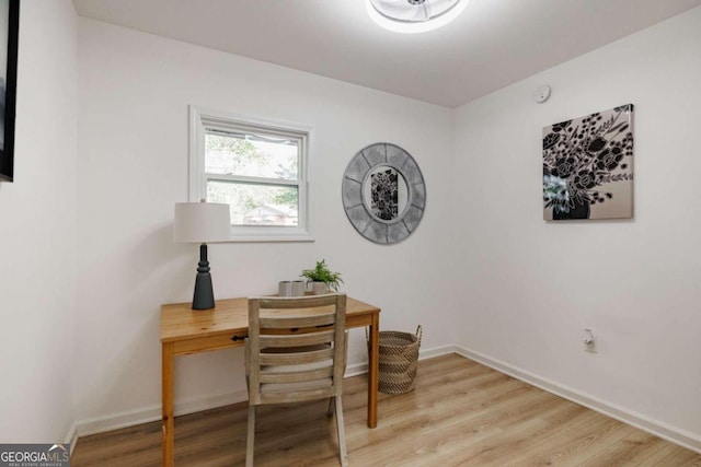 home office featuring light wood-type flooring