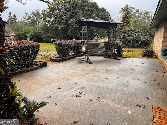 view of patio featuring a gazebo