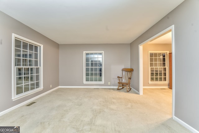 unfurnished room featuring carpet