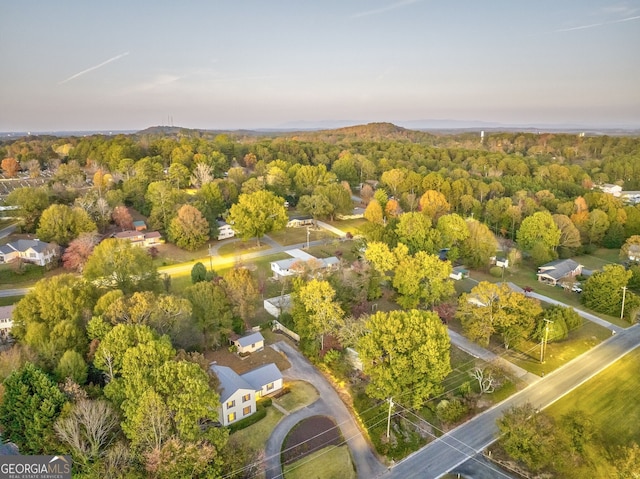 view of aerial view at dusk