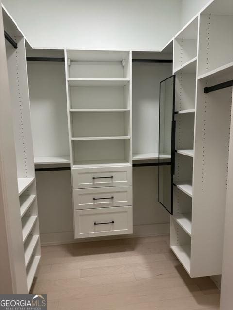 spacious closet with light wood-type flooring