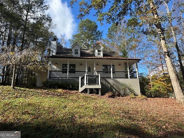 view of front facade featuring covered porch