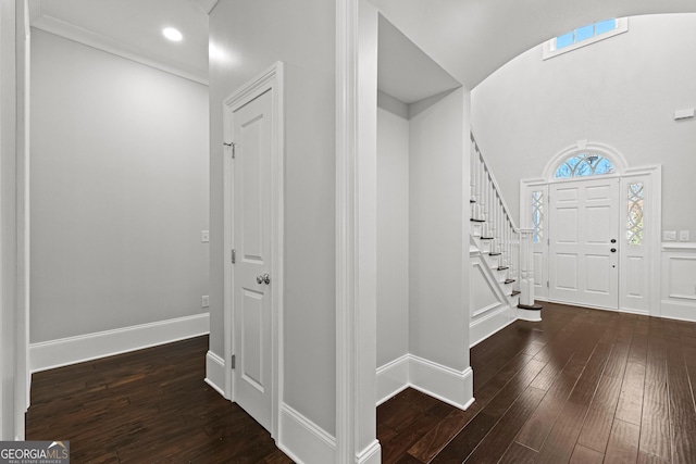 entrance foyer featuring dark hardwood / wood-style flooring