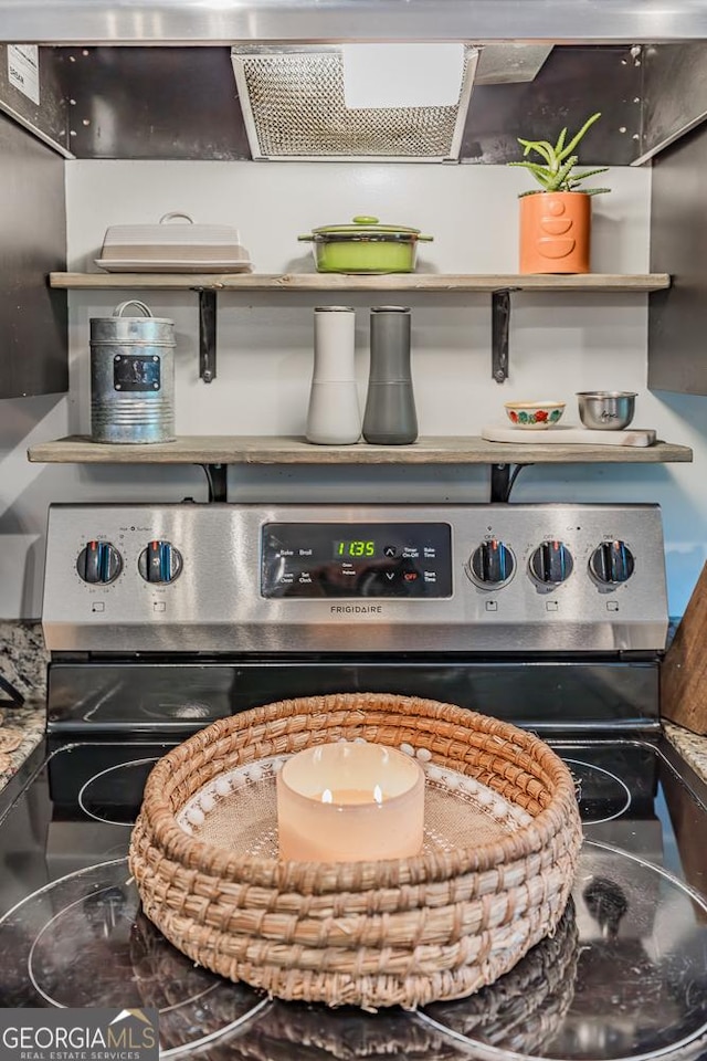 details with stainless steel electric range oven