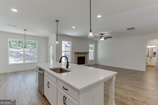 2198 Old Swimming Pool Rd, Jefferson, GA 30549 - kitchen with baseboards, visible vents, a sink, and ornamental molding