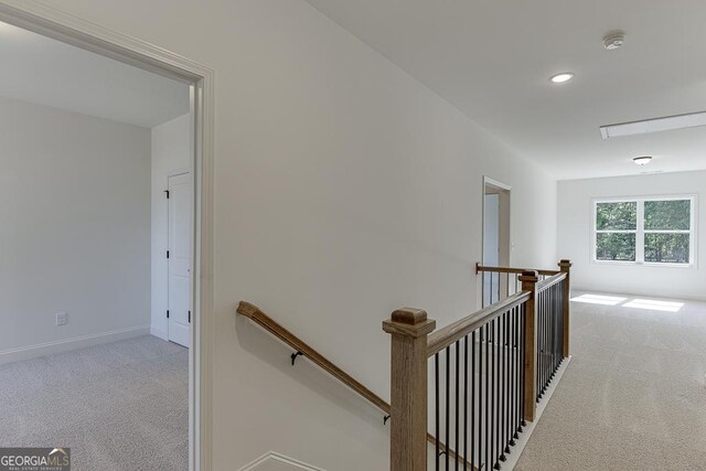 2198 Old Swimming Pool Rd, Jefferson, GA 30549 - hall with recessed lighting, carpet floors, an upstairs landing, and baseboards