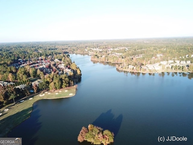 bird's eye view featuring a water view