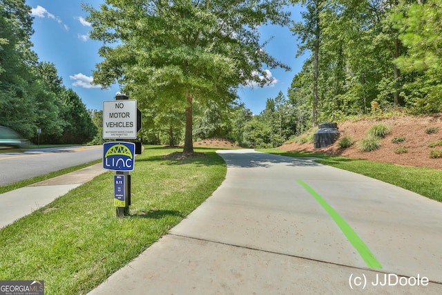 view of home's community with a lawn