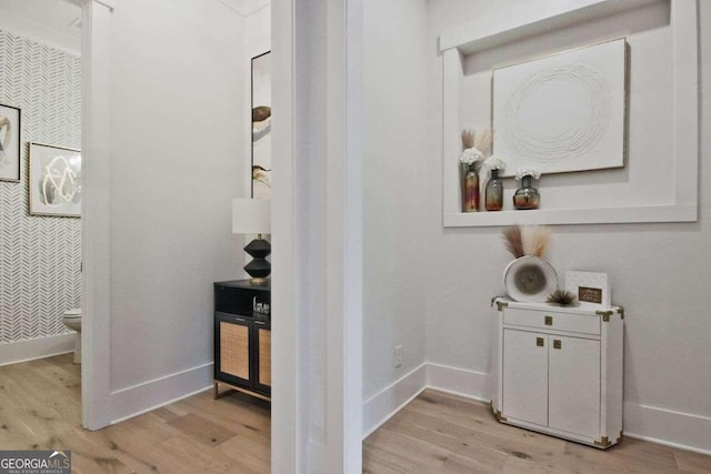 corridor featuring light wood-type flooring