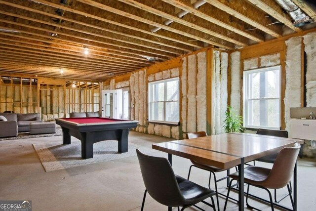 rec room featuring a healthy amount of sunlight and pool table