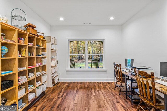 office featuring dark hardwood / wood-style floors