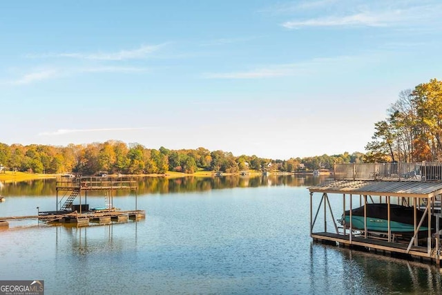 view of dock featuring a water view