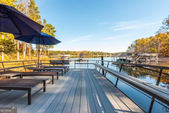 view of dock featuring a water view