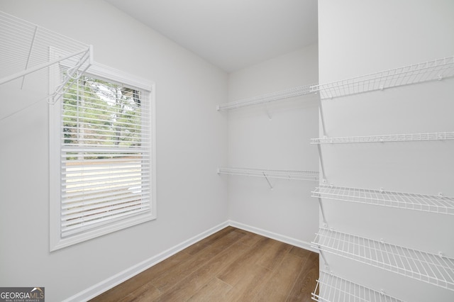 walk in closet featuring hardwood / wood-style floors