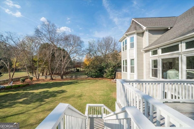 view of yard with a deck