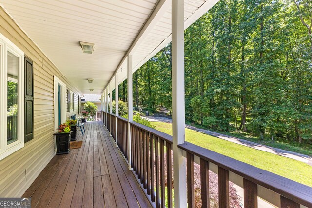 wooden deck with covered porch