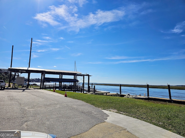 exterior space featuring a water view