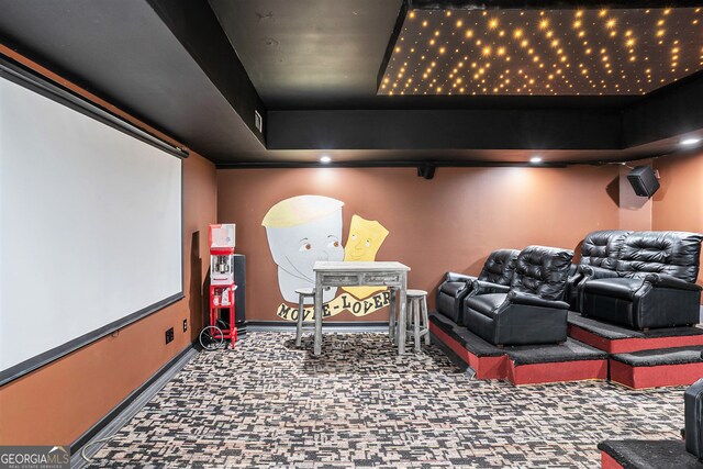 view of carpeted home theater room