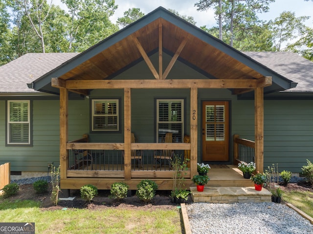 view of front of property featuring a porch