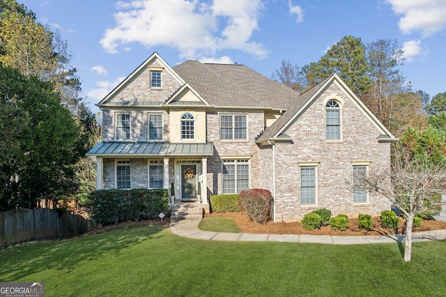 view of front facade with a front lawn