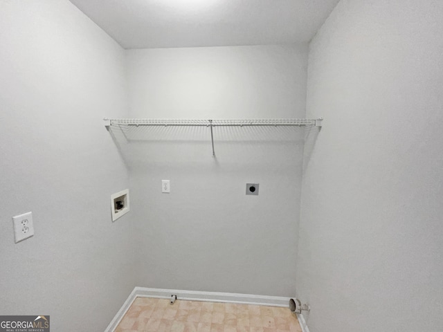 laundry area with electric dryer hookup and washer hookup