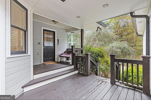 wooden deck with covered porch