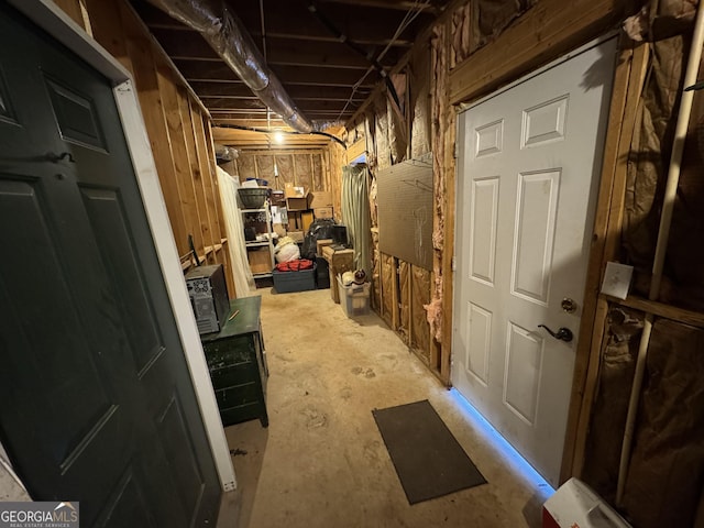 view of unfinished basement